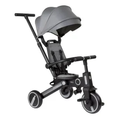 Kikkaboo Dreirad, Tricycle Trix 3 in 1 Schiebegriff, Sonnendach faltbar, Gurt grau