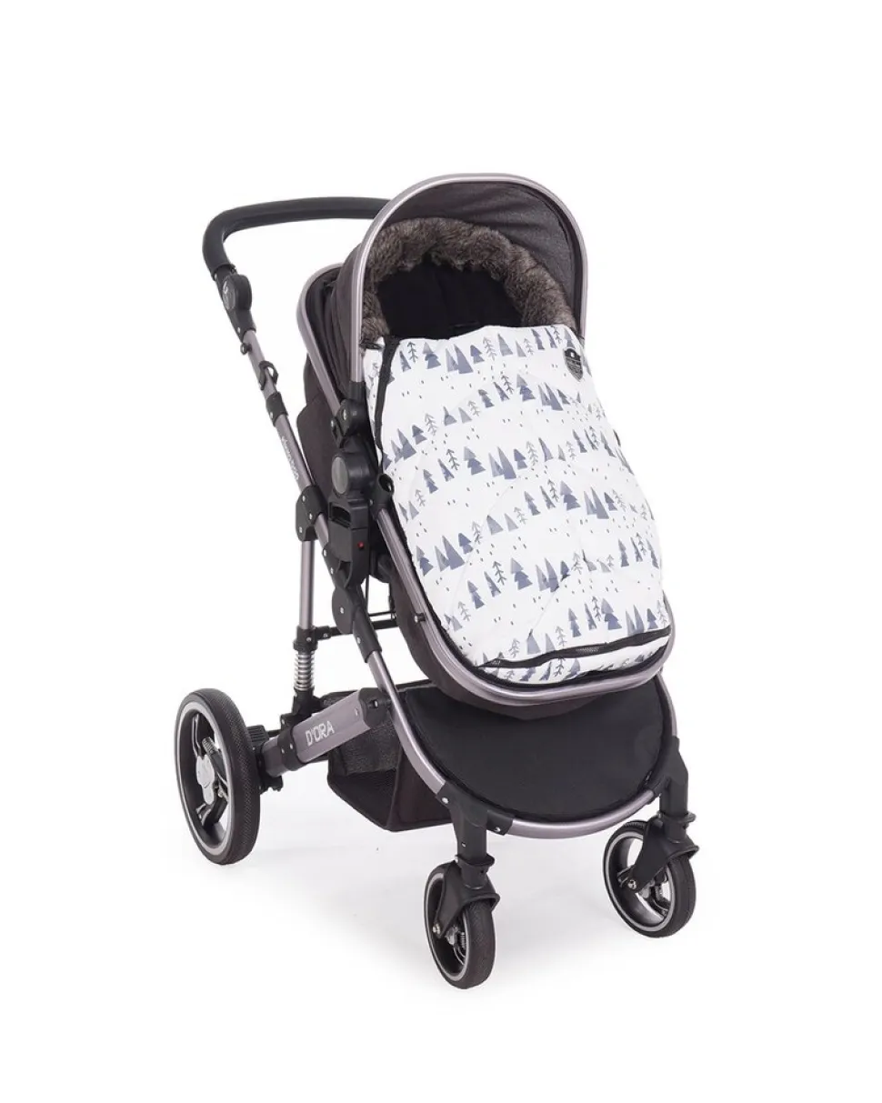Kikkaboo Fußsack Shiny Nylon für Kinderwagen Motiv aufgedruckt Reißverschluss weiß