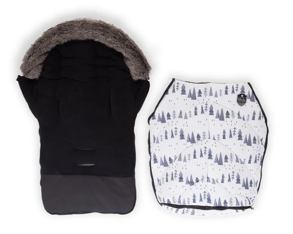Kikkaboo Fußsack Shiny Nylon für Kinderwagen Motiv aufgedruckt Reißverschluss weiß