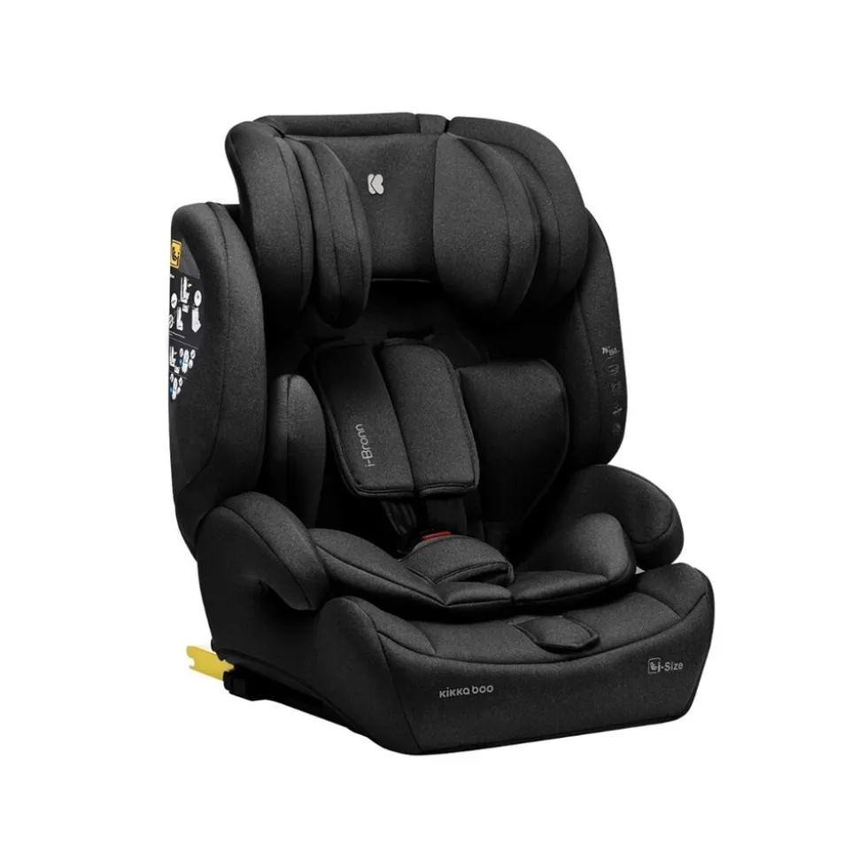 Kikkaboo Kindersitz I-Bronn i-Size (76-150cm) Isofix, Top Tether, Kissen, Gurt schwarz