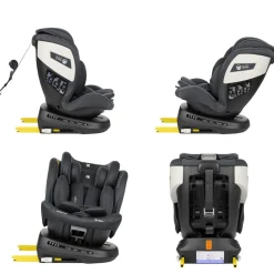 Kikkaboo Kindersitz i-Cruise i-Size (40-150 cm) SPS, Sitz 360° drehbar, Isofix dunkelgrau