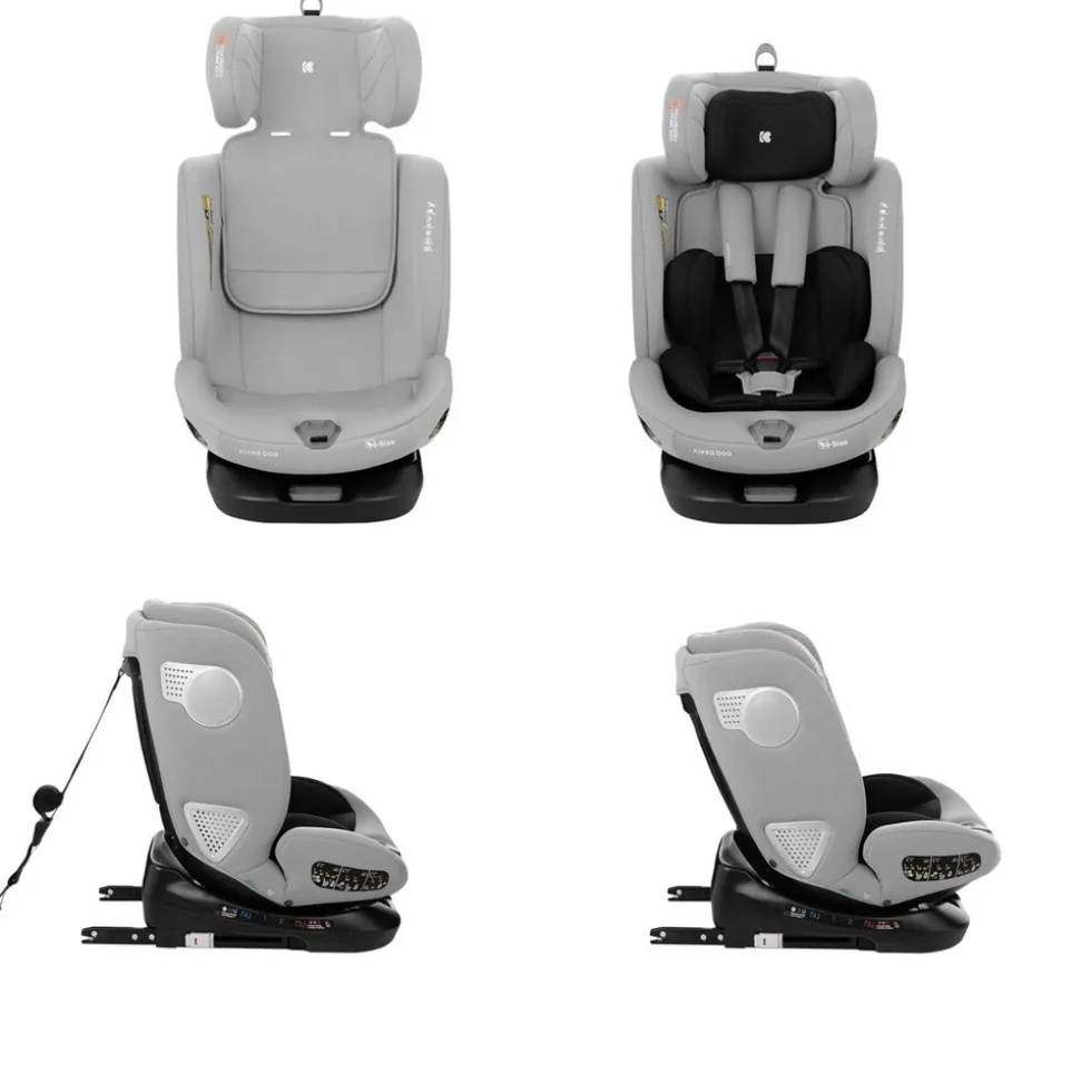 Kikkaboo Kindersitz i-Moove i-Size (40-150cm) Isofix 360-Grad-Drehung Kopfstütze hellgrau