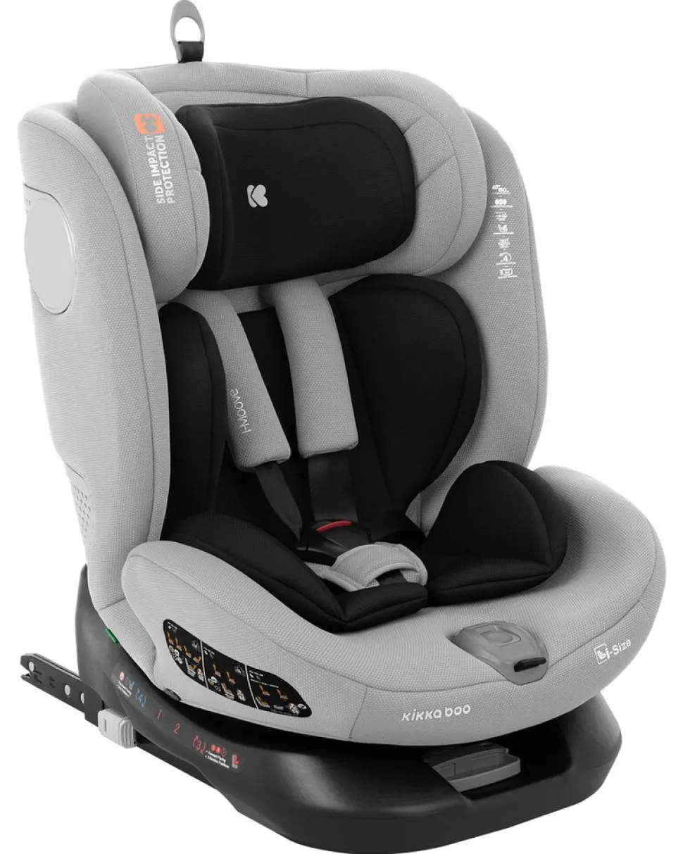 Kikkaboo Kindersitz i-Moove i-Size (40-150cm) Isofix 360-Grad-Drehung Kopfstütze hellgrau