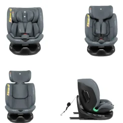 Kikkaboo Kindersitz i-Tour i-Size (40-150 cm) Gruppe 0+/1/2/3, Isofix, drehbar dunkelgrau