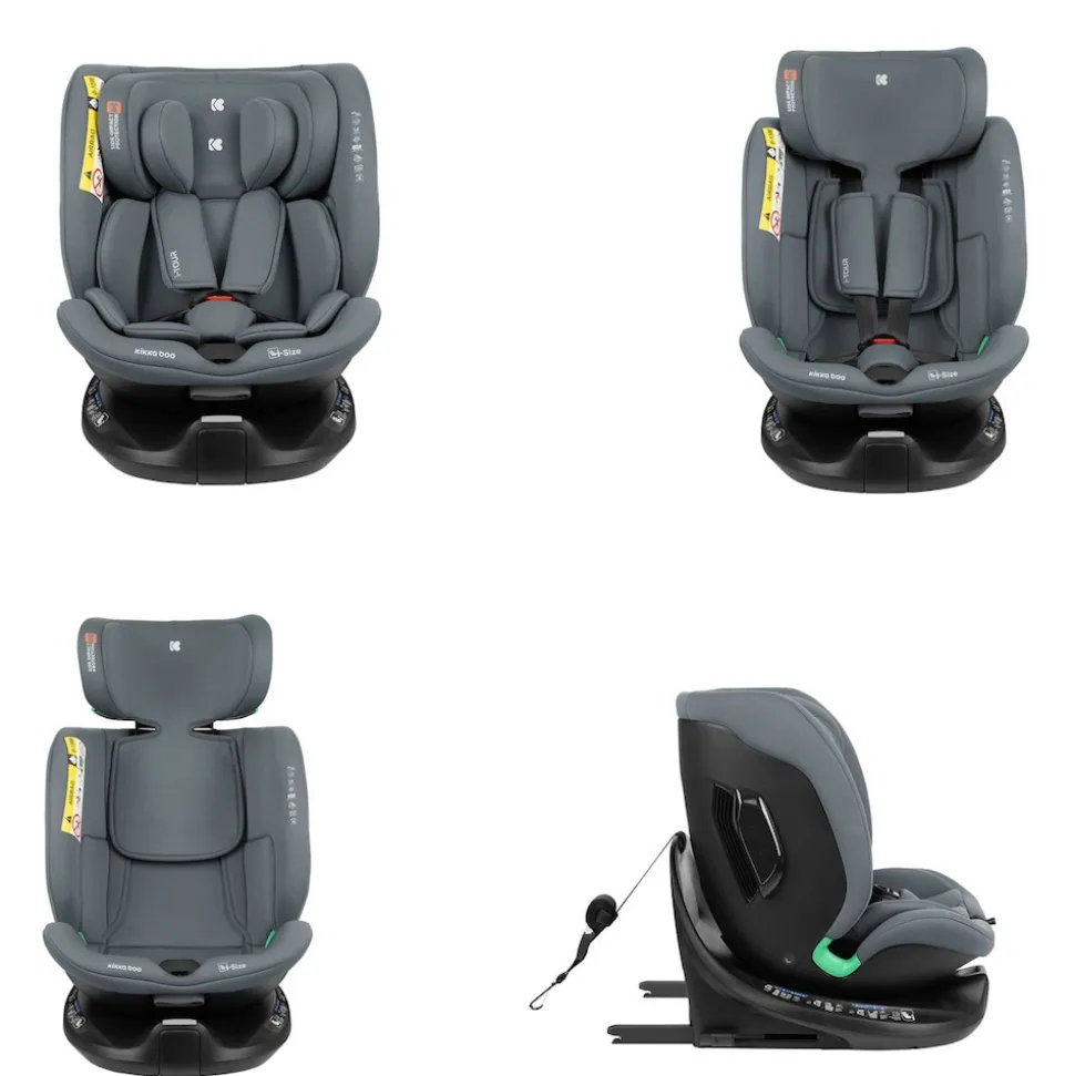 Kikkaboo Kindersitz i-Tour i-Size (40-150 cm) Gruppe 0+/1/2/3, Isofix, drehbar dunkelgrau