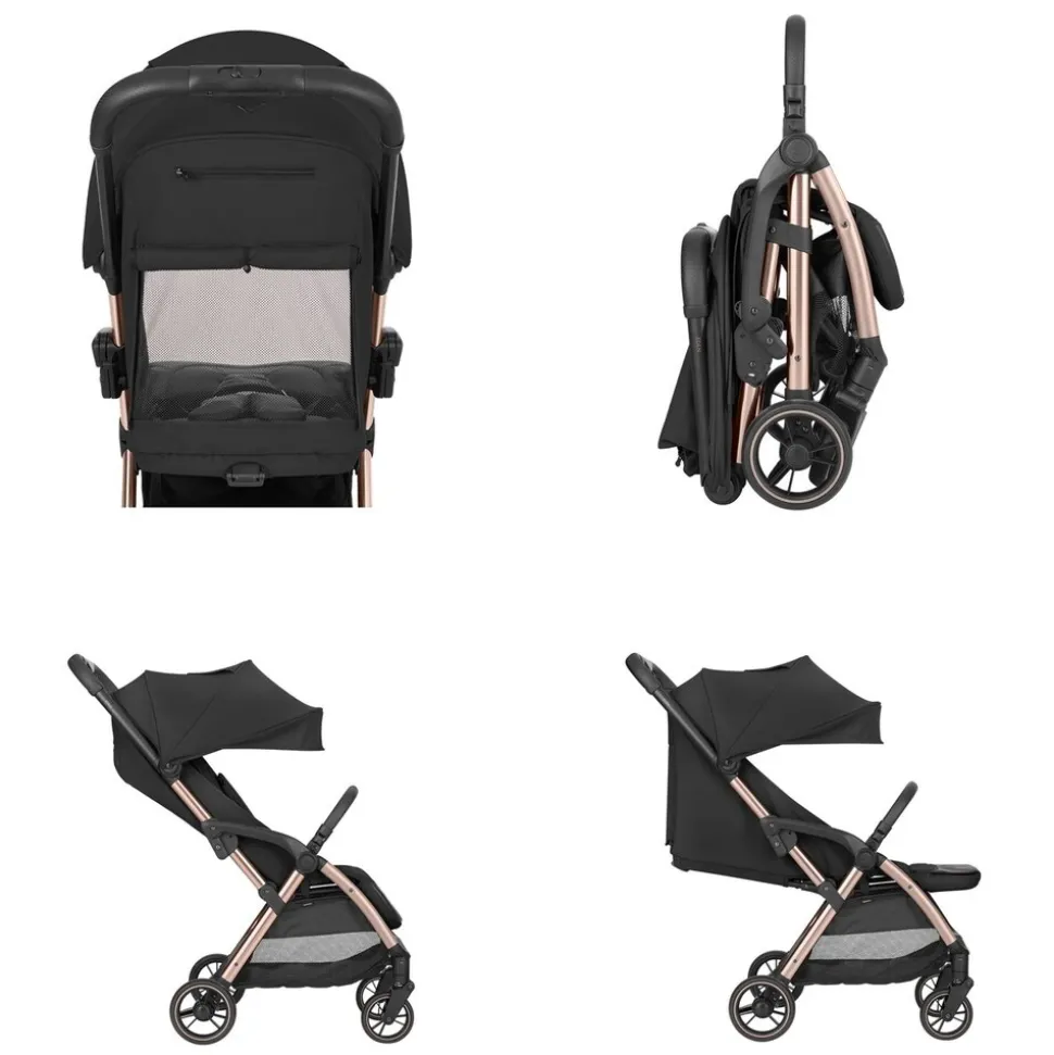 Kikkaboo Kinderwagen, Buggy Eden bis 22 kg Federung Regenschutz zusammenklappbar black