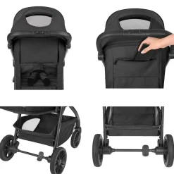 Kikka boo Kinderwagen, Buggy Jody PU-Räder Federung Hinterradbremse 5-Punkt-Gurt schwarz