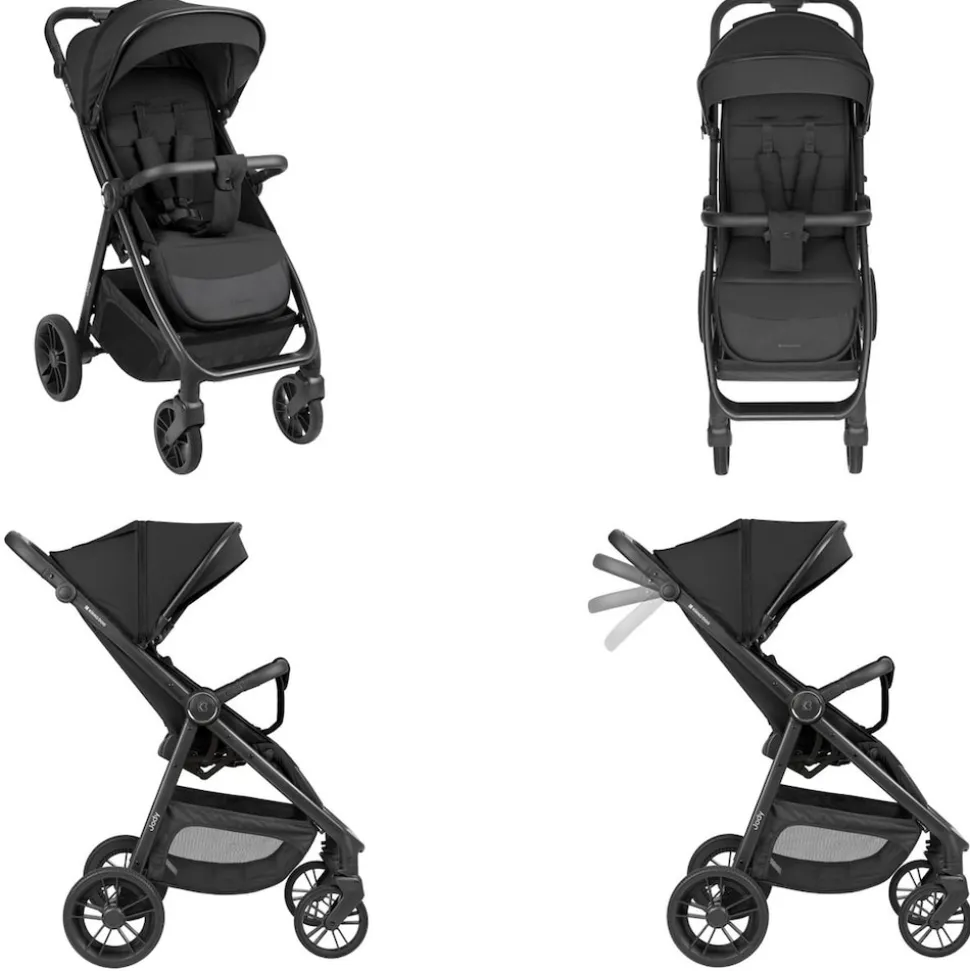 Kikka boo Kinderwagen, Buggy Jody PU-Räder Federung Hinterradbremse 5-Punkt-Gurt schwarz