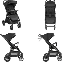 Kikka boo Kinderwagen, Buggy Jody PU-Räder Federung Hinterradbremse 5-Punkt-Gurt schwarz