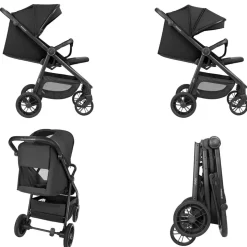 Kikka boo Kinderwagen, Buggy Jody PU-Räder Federung Hinterradbremse 5-Punkt-Gurt schwarz