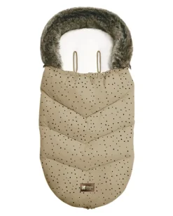 Kikkaboo Kinderwagen Fußsack Luxury Fell Reißverschluss abnehmbare Fußabdeckung beige