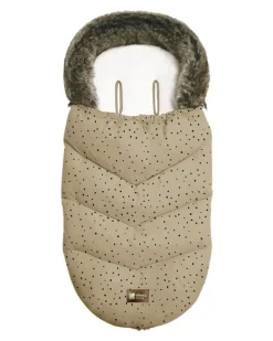 Kikkaboo Kinderwagen Fußsack Luxury Fell Reißverschluss abnehmbare Fußabdeckung beige