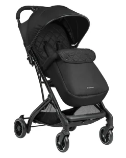 Kikkaboo Kinderwagen Miley mit Fußsack, Fußstütze verstellbar, klappbar, Korb schwarz gemustert
