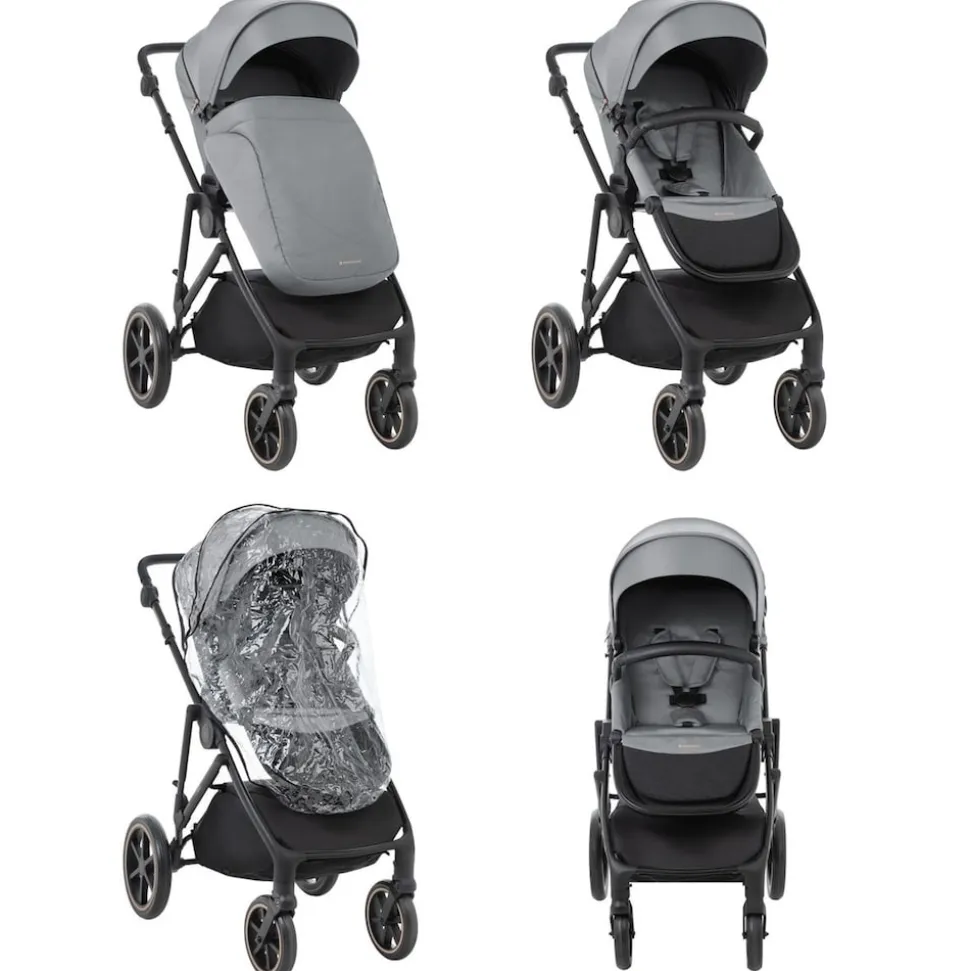 Kikkaboo Kinderwagen Thea 2 in 1 EVA-Räder verstellbarer Schiebegriff Babywanne grau