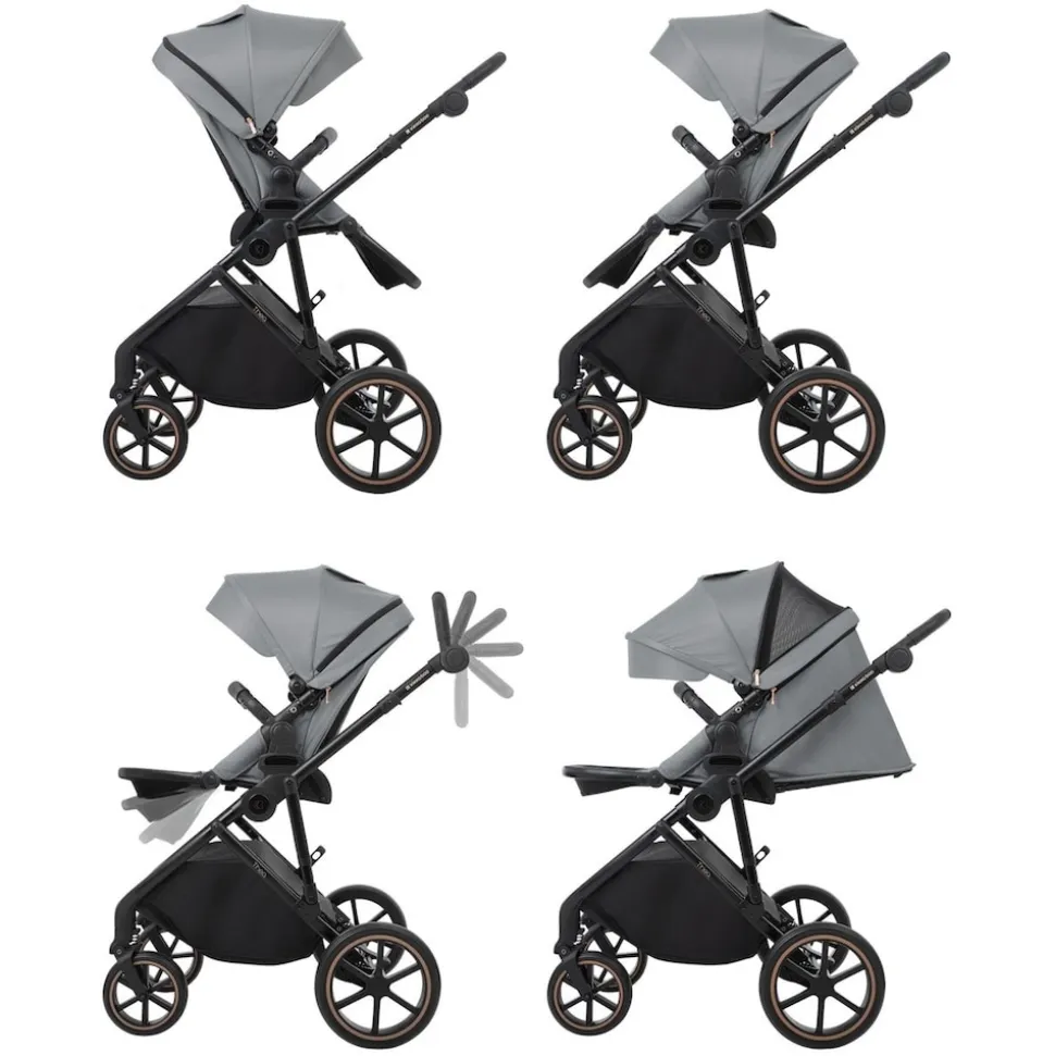 Kikkaboo Kinderwagen Thea 2 in 1 EVA-Räder verstellbarer Schiebegriff Babywanne grau