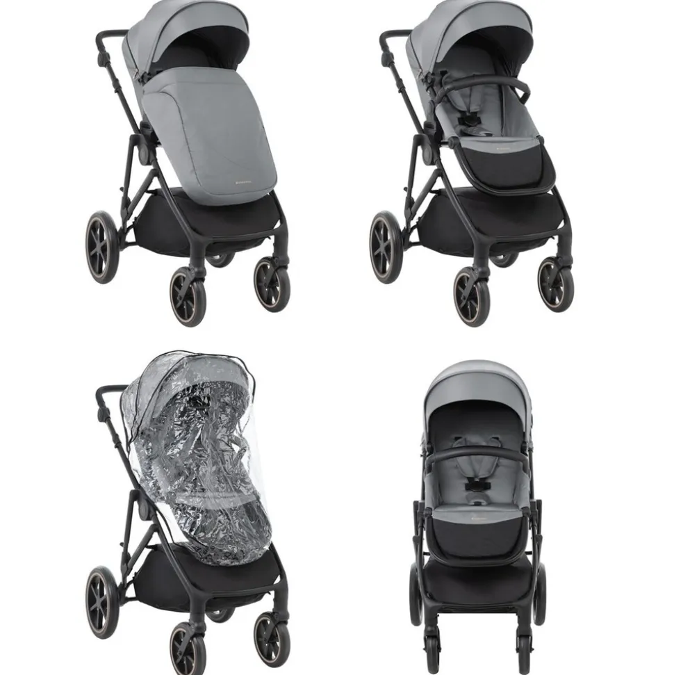 Kikkaboo Kinderwagen Thea 2 in 1 EVA-Räder verstellbarer Schiebegriff Babywanne grau