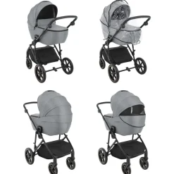 Kikkaboo Kinderwagen Thea 2 in 1 EVA-Räder verstellbarer Schiebegriff Babywanne grau