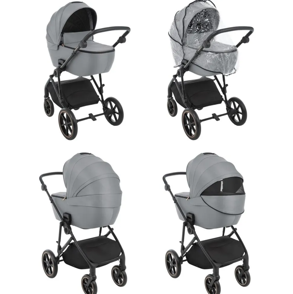 Kikkaboo Kinderwagen Thea 2 in 1 EVA-Räder verstellbarer Schiebegriff Babywanne grau