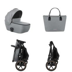 Kikkaboo Kinderwagen Thea 2 in 1 EVA-Räder verstellbarer Schiebegriff Babywanne grau