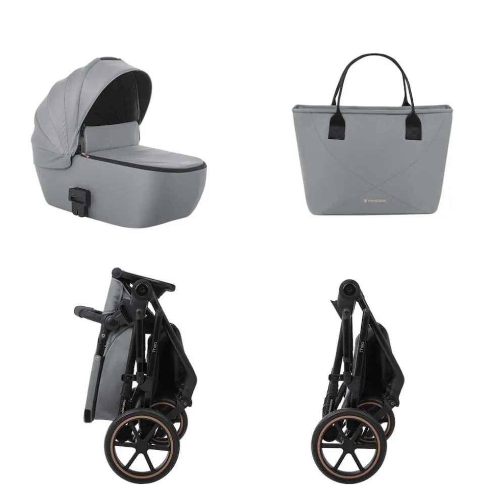 Kikkaboo Kinderwagen Thea 2 in 1 EVA-Räder verstellbarer Schiebegriff Babywanne grau