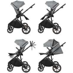 Kikkaboo Kinderwagen Thea 2 in 1 EVA-Räder verstellbarer Schiebegriff Babywanne grau