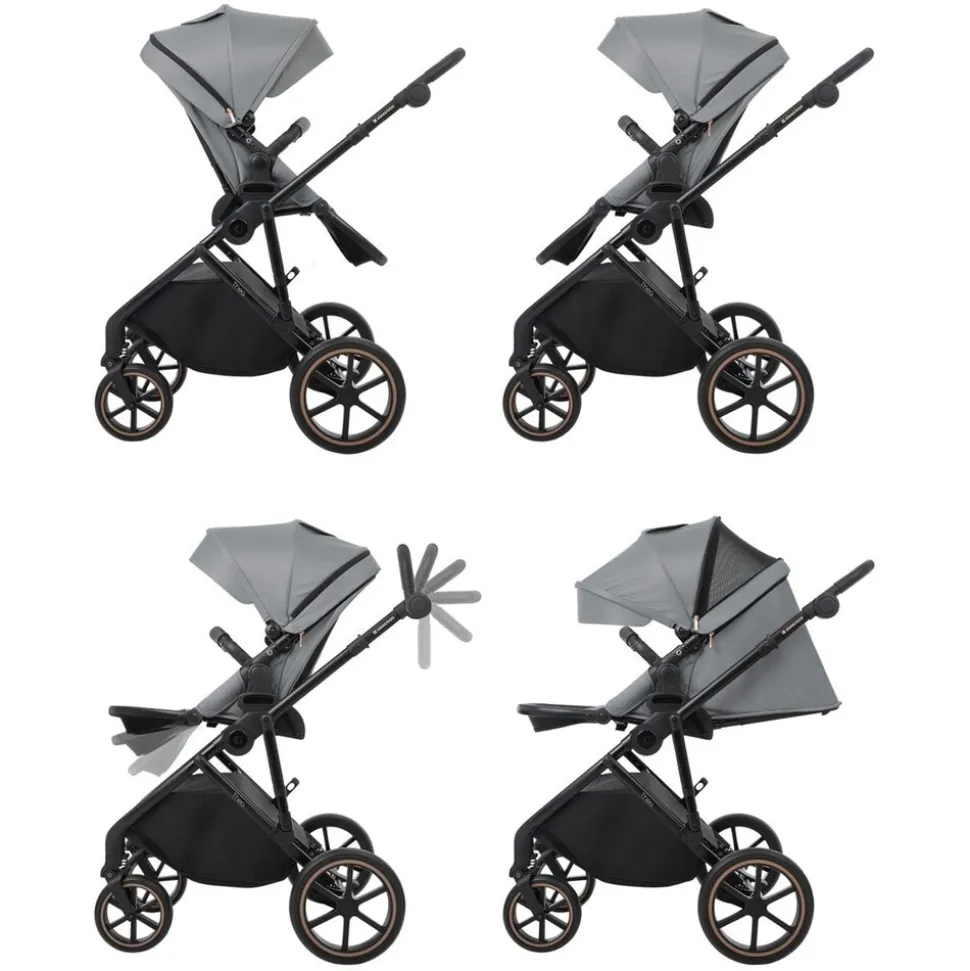 Kikkaboo Kinderwagen Thea 2 in 1 EVA-Räder verstellbarer Schiebegriff Babywanne grau