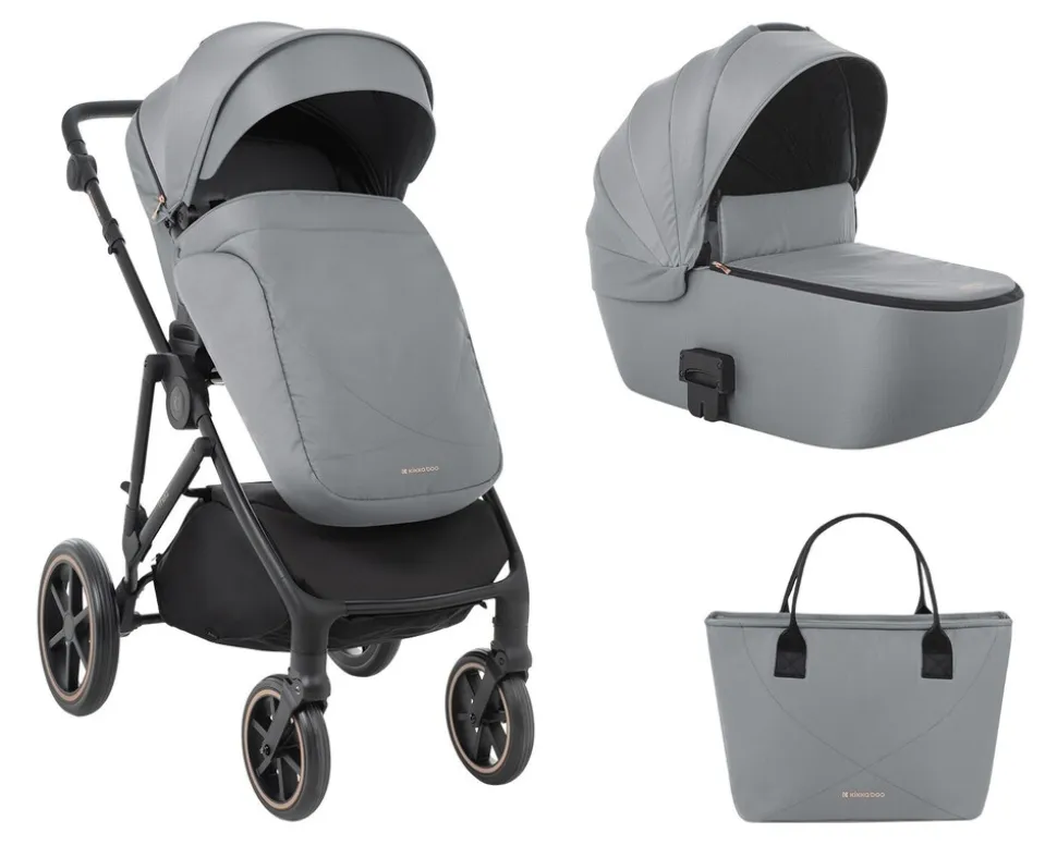 Kikkaboo Kinderwagen Thea 2 in 1 EVA-Räder verstellbarer Schiebegriff Babywanne grau