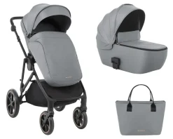 Kikkaboo Kinderwagen Thea 2 in 1 EVA-Räder verstellbarer Schiebegriff Babywanne grau