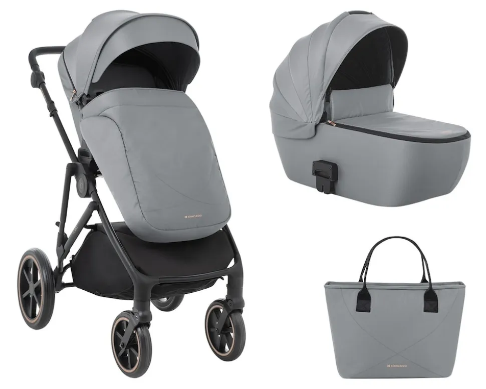 Kikkaboo Kinderwagen Thea 2 in 1 EVA-Räder verstellbarer Schiebegriff Babywanne grau