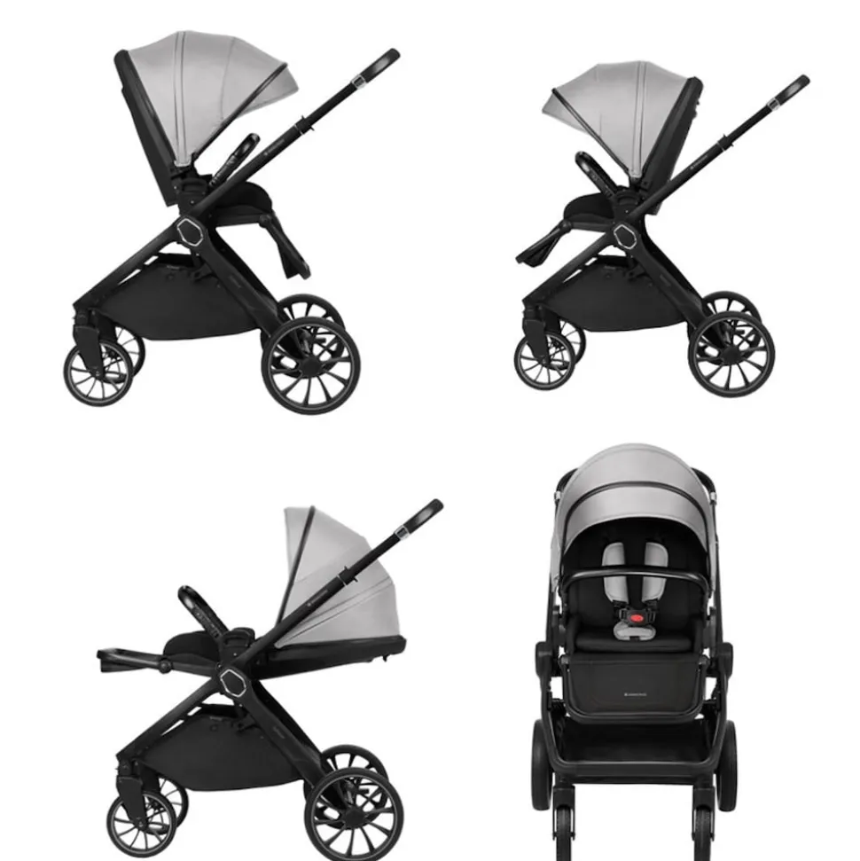 Kikkaboo Kinderwagen Tiffany 2 in 1 Babywanne, Sportsitz, Wickeltasche, PU-Räder grau
