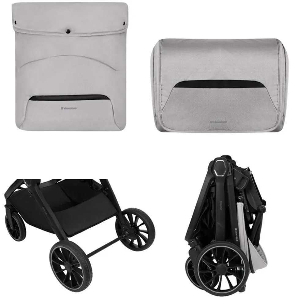 Kikkaboo Kinderwagen Tiffany 2 in 1 Babywanne, Sportsitz, Wickeltasche, PU-Räder grau