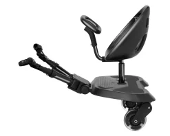 Kikkaboo Kinderwagen Trittbrett Ally mit Sitz universal, 2-Punkt-Gurt, Lenkrad schwarz
