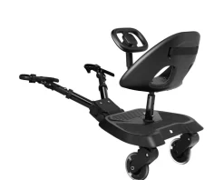 Kikkaboo Kinderwagen Trittbrett Ally mit Sitz universal, 2-Punkt-Gurt, Lenkrad schwarz