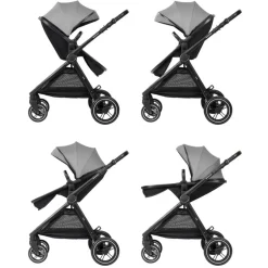 Kikka boo Kombikinderwagen Ava 3 in 1 Babywanne, Babyschale, Gummiräder, Tasche grau