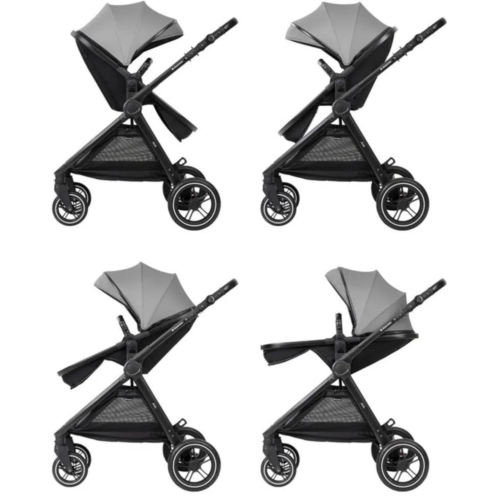 Kikka boo Kombikinderwagen Ava 3 in 1 Babywanne, Babyschale, Gummiräder, Tasche grau