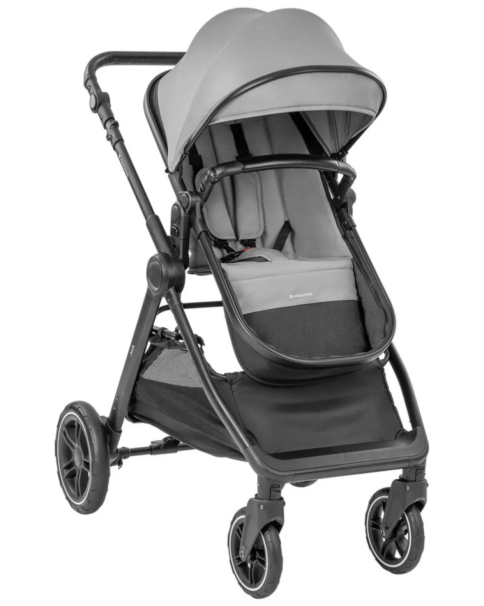 Kikka boo Kombikinderwagen Ava 3 in 1 Babywanne, Babyschale, Gummiräder, Tasche grau