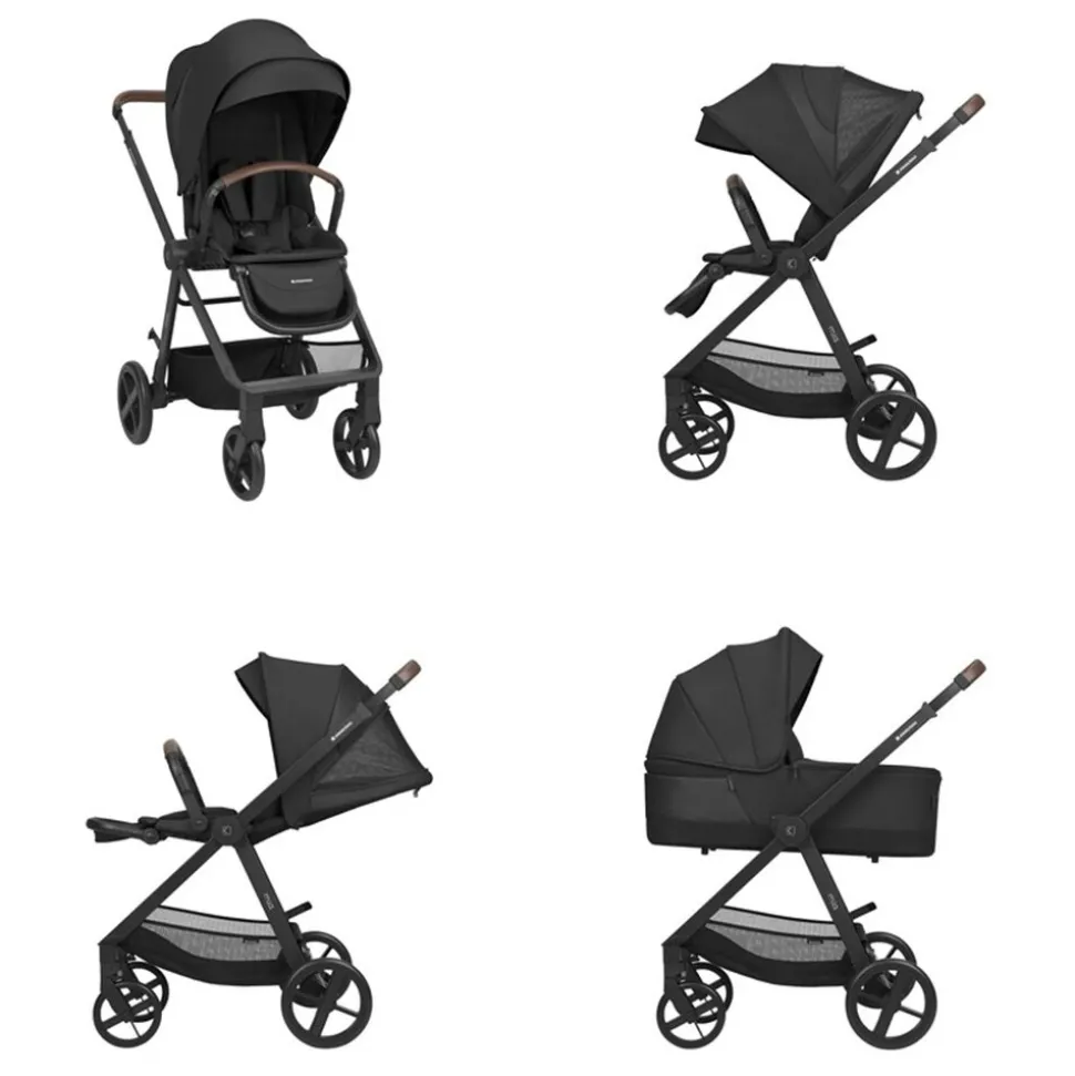 Kikka boo Kombikinderwagen Mia 3 in 1 Babywanne Babyschale Wickeltasche Matratze schwarz