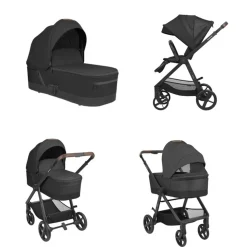 Kikka boo Kombikinderwagen Mia 3 in 1 Babywanne Babyschale Wickeltasche Matratze schwarz