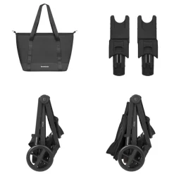 Kikka boo Kombikinderwagen Mia 3 in 1 Babywanne Babyschale Wickeltasche Matratze schwarz