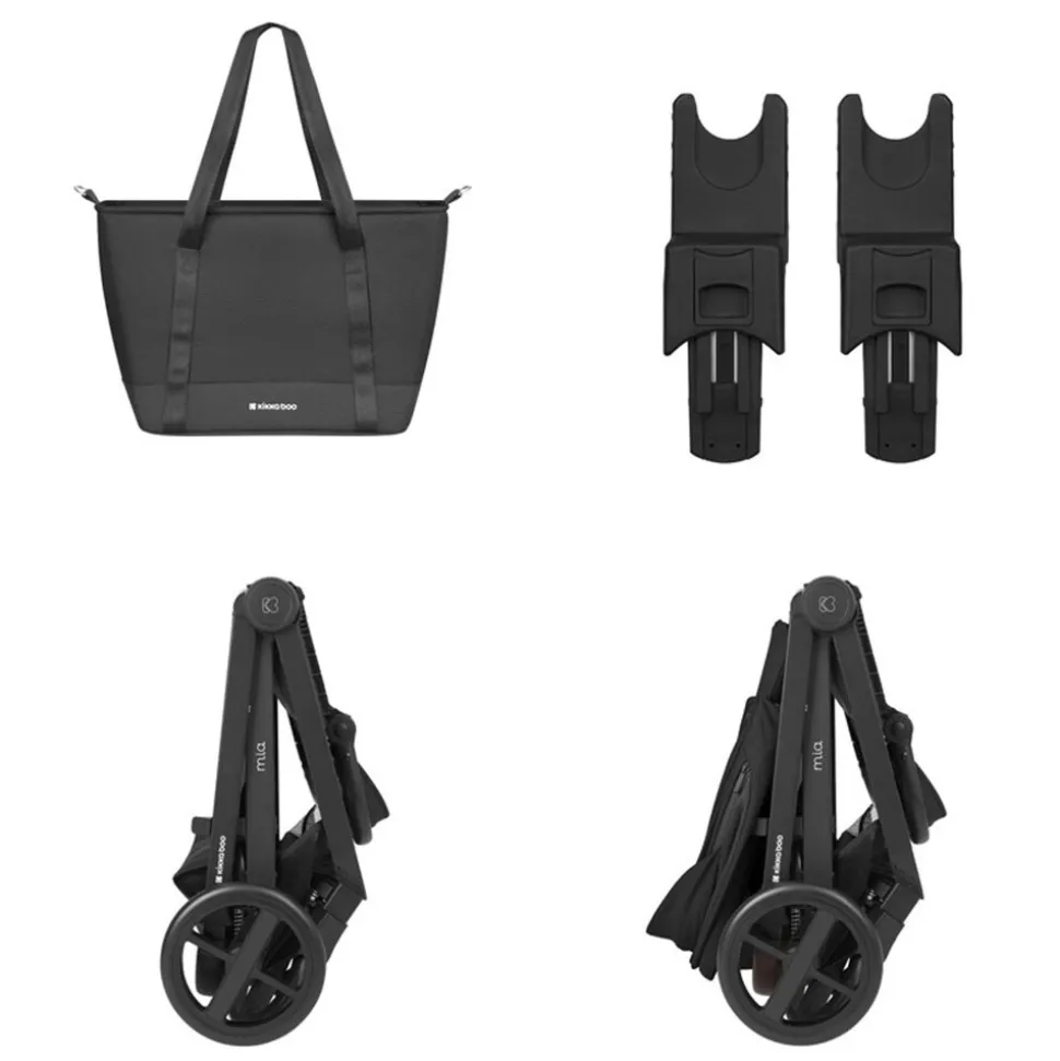Kikka boo Kombikinderwagen Mia 3 in 1 Babywanne Babyschale Wickeltasche Matratze schwarz