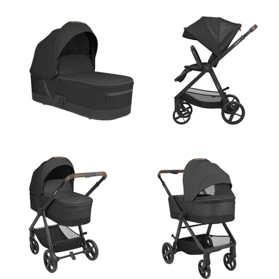 Kikka boo Kombikinderwagen Mia 3 in 1 Babywanne Babyschale Wickeltasche Matratze schwarz