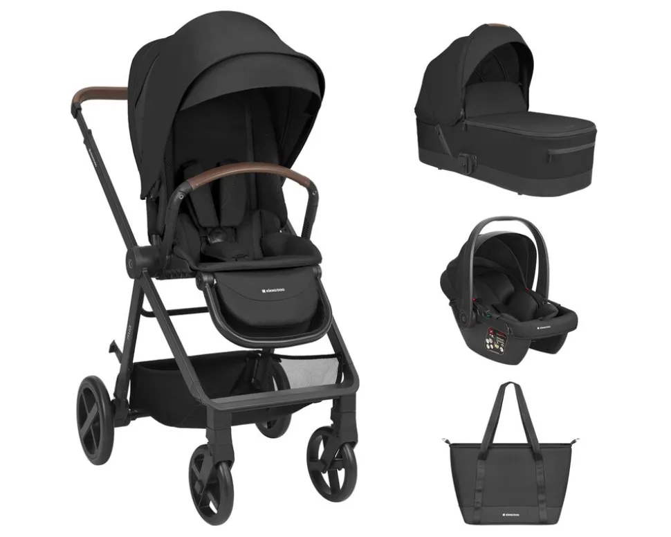 Kikka boo Kombikinderwagen Mia 3 in 1 Babywanne Babyschale Wickeltasche Matratze schwarz