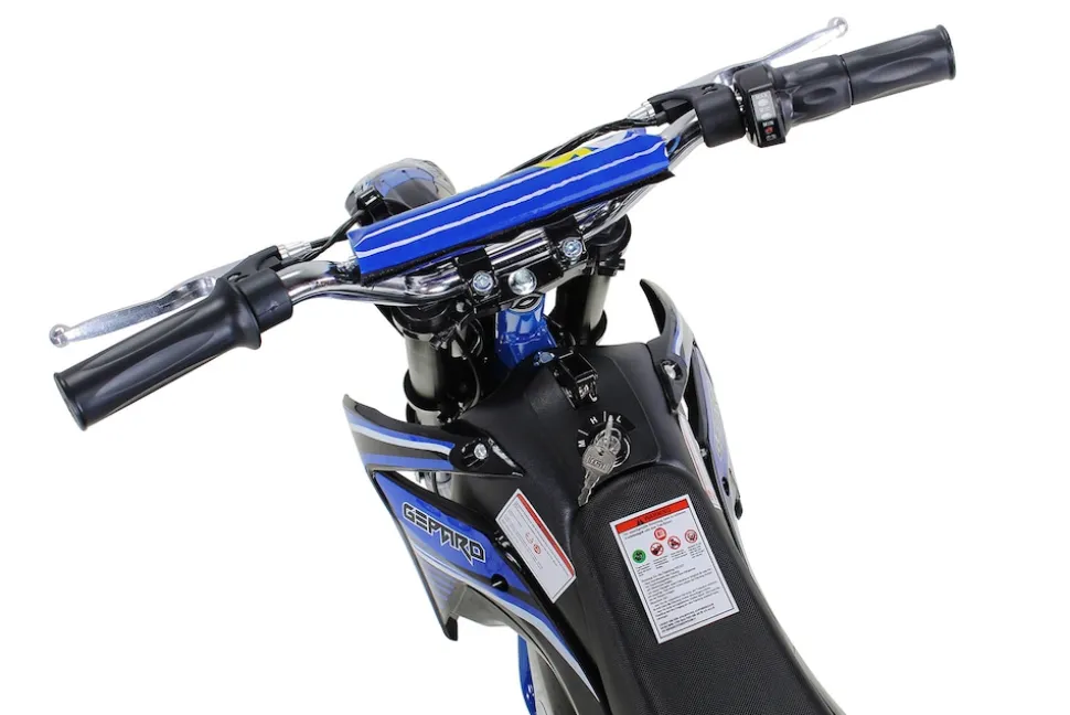 Kinder-Crossbike Gepard, Elektro-Kindermotorrad, 500 Watt, bis 24 km/h, verstärkte Gabel, ab 8 J. (Blau)