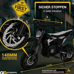 Kinder Crossbike Raider, Kinder Elektromotorrad, maximale Sicherheitsstandards, ab 8 Jahren