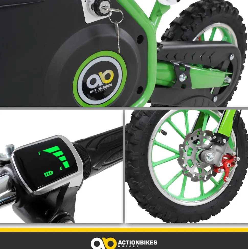 Kinder-Crossbike Viper, Elektro-Kindermotorrad, 1000 Watt, bis 24 km/h, Scheibenbremsen, ab 8 Jahren (Schwarz)
