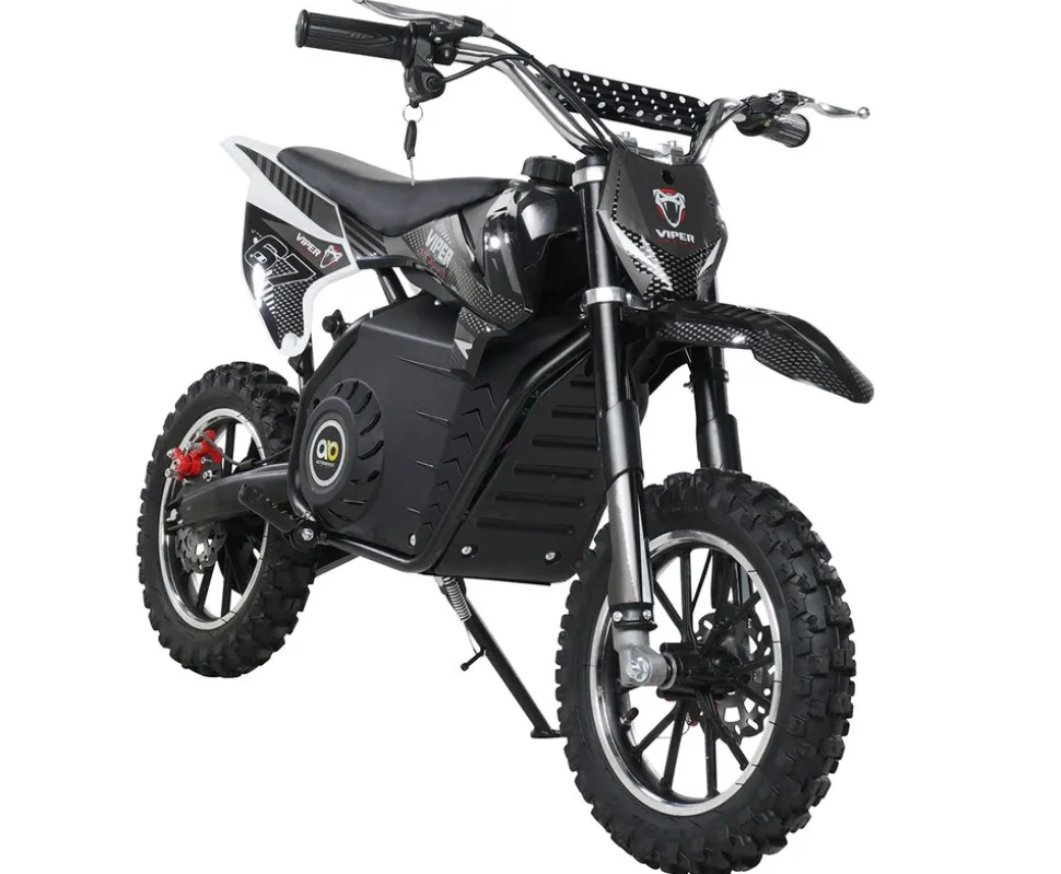 Kinder-Crossbike Viper, Elektro-Kindermotorrad, 1000 Watt, bis 24 km/h, Scheibenbremsen, ab 8 Jahren (Schwarz)