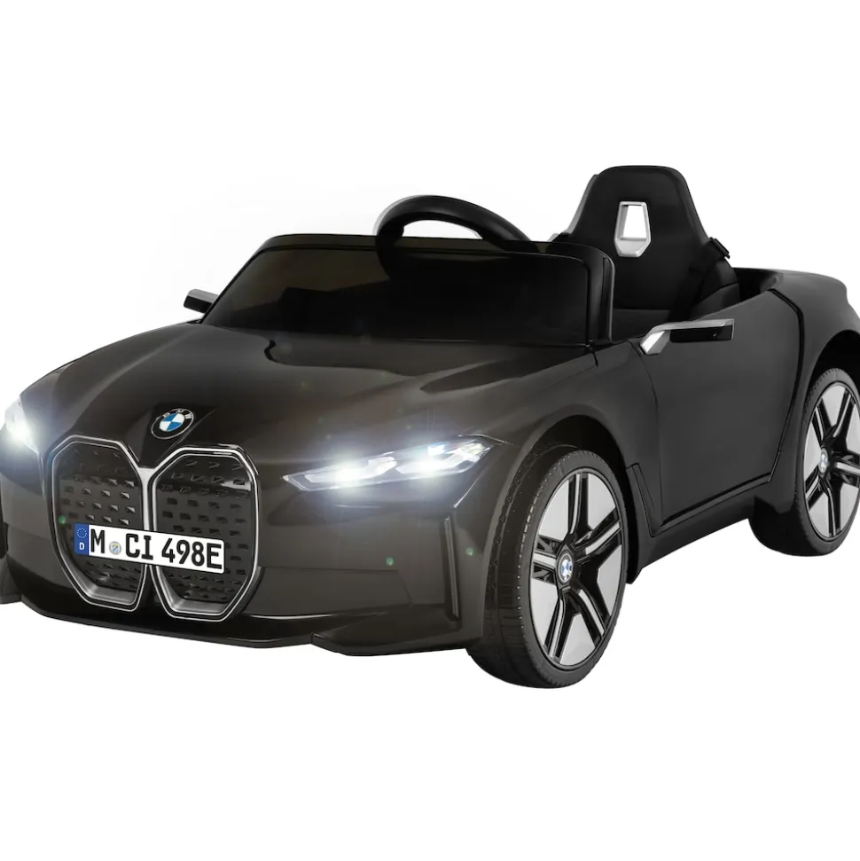 Kinder-Elektroauto BMW i4, Fernbedienung, LED-Beleuchtung, Soft-Start-Funktion (Schwarz)