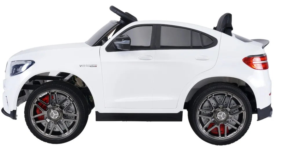 Kinder-Elektroauto Mercedes AMG GLC 63S Coupé, 4x4-Antrieb, Fernbedienung, 140 Watt, LED, EVA-Reifen (Weiß)