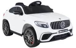Kinder-Elektroauto Mercedes AMG GLC 63S Coupé, 4x4-Antrieb, Fernbedienung, 140 Watt, LED, EVA-Reifen (Weiß)