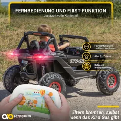 Kinder-Elektroauto UTV Buggy MX Allrad 4x4 (Schwarz Weiß)